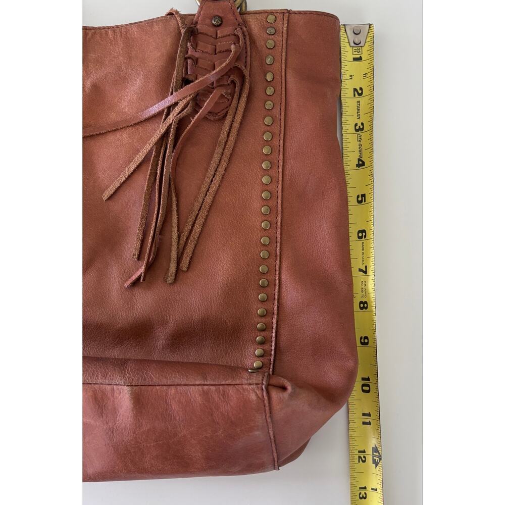 The Sak Cognac Leather Tote Bag Studded Fringe Large Boho Shoulder Bag  Festival - Picture 11 of 13